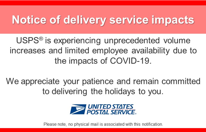 USPS Delay Warning